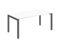 Bureau droit Teamline plateau blanc L 160 cm - piètement métal