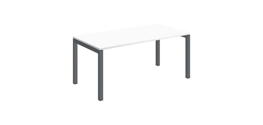 Bureau droit Teamline plateau blanc L 160 cm - piètement métal