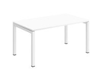 Bureau droit Teamline plateau blanc L 140 cm - piètement métal