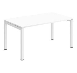 Bureau droit Teamline plateau blanc L 140 cm - piètement métal