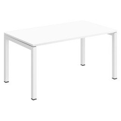 Bureau droit Teamline plateau blanc L 140 cm - piètement métal