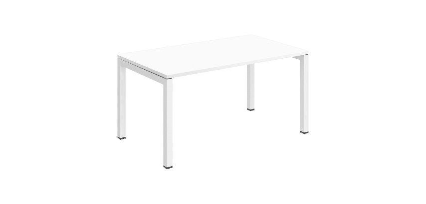 Bureau droit Teamline plateau blanc L 140 cm - piètement métal