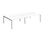 Pôle 4 bureaux droits Teamline L 320 cm - plateaux blanc piètement métal arche