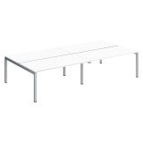 Pôle 4 bureaux droits Teamline L 320 cm - plateaux blanc piètement métal arche