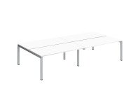 Pôle 4 bureaux droits Teamline L 320 cm - plateaux blanc piètement métal arche