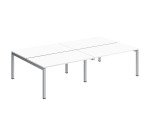 Pôle 4 bureaux droits Teamline L 280 cm - plateaux blanc piètement métal arche