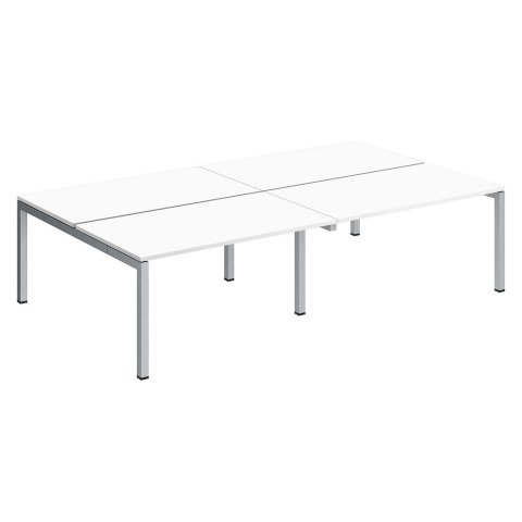 Conjunto 4 mesas rectas Arko An 280 x Fon 168 cm blanco patas aluminio