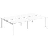 Pôle 4 bureaux droits Teamline L 280 cm - plateaux blanc piètement métal arche