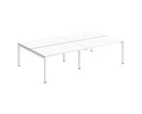 Pôle 4 bureaux droits Teamline L 280 cm - plateaux blanc piètement métal arche