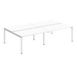 Pôle 4 bureaux droits Teamline L 280 cm - plateaux blanc piètement métal arche