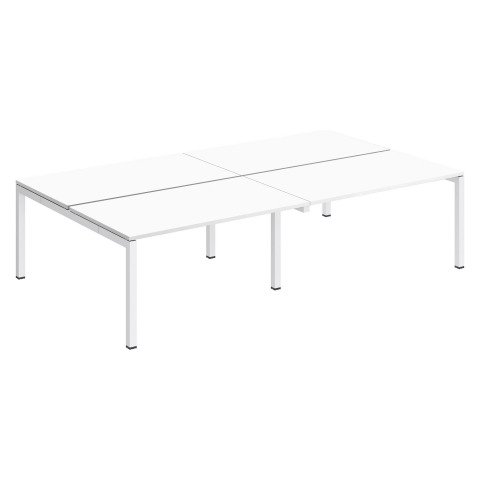 Conjunto 4 mesas rectas Arko An 280 x Fon 168 cm blanco patas blancas