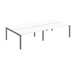 Pôle 4 bureaux droits Teamline L 320 cm - plateaux blanc piètement métal arche