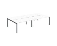 Pôle 4 bureaux droits Teamline L 320 cm - plateaux blanc piètement métal arche