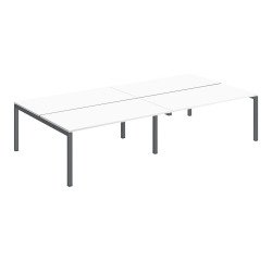 Pôle 4 bureaux droits Teamline L 320 cm - plateaux blanc piètement métal arche
