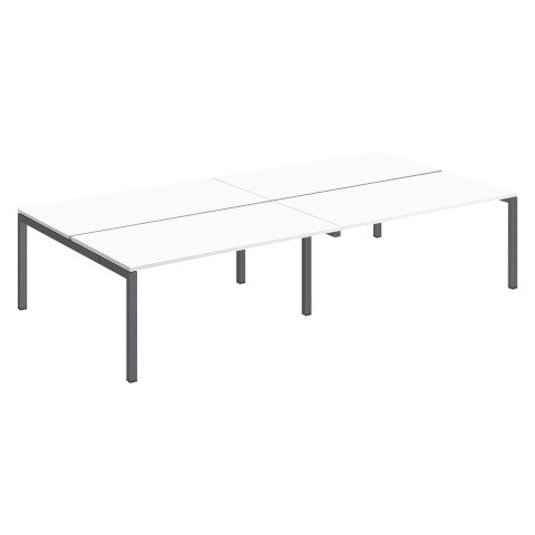 Conjunto 4 mesas rectas Arko An 320 x Fon 168 cm blanco patas antracitas