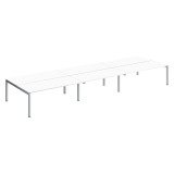 Pôle 6 bureaux droits Teamline L 540 cm - plateaux blanc piètement métal arche