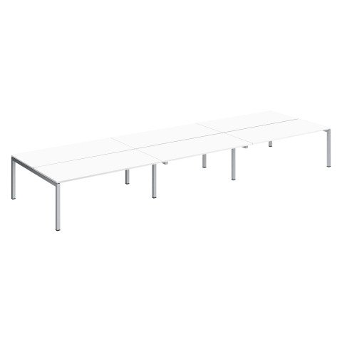 Conjunto 6 mesas rectas Arko An 540 x Fon 168 cm blanco patas aluminio