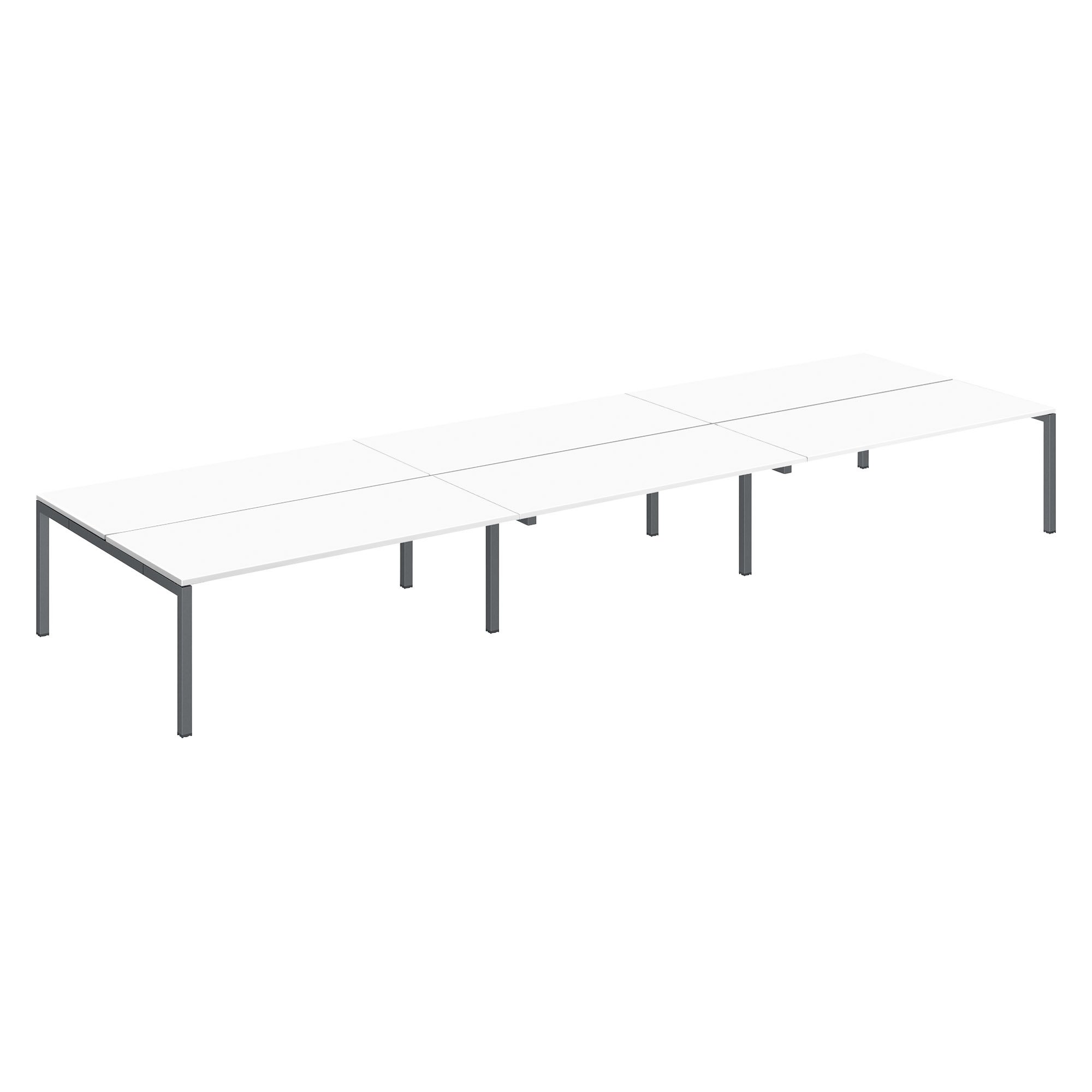 Pôle 6 bureaux droits Teamline L 540 cm - plateaux blanc piètement métal arche