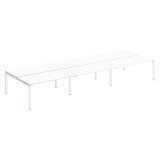 Pôle 6 bureaux droits Teamline L 480 cm - plateaux blanc piètement métal arche