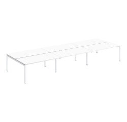 Pôle 6 bureaux droits Teamline L 480 cm - plateaux blanc piètement métal arche