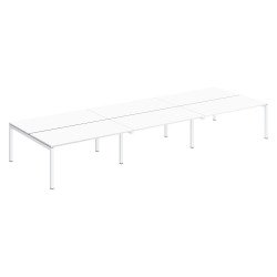 Pôle 6 bureaux droits Teamline L 480 cm - plateaux blanc piètement métal arche