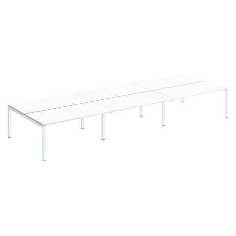 Conjunto 6 mesas rectas Arko An 480 x Fon 168 cm blanco patas blancas