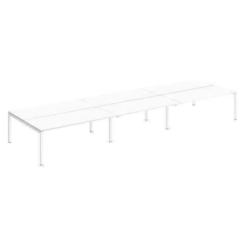 Conjunto 6 mesas rectas Arko An 540 x Fon 168 cm blanco patas blancas