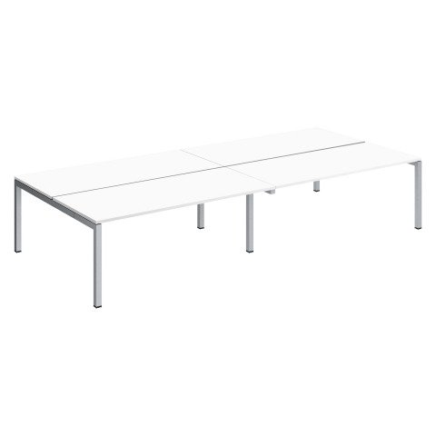 Conjunto 4 mesas rectas Arko An 360 x Fon 168 cm blanco patas aluminio