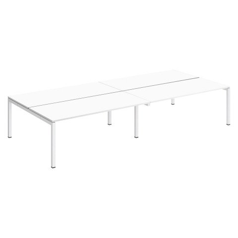 Conjunto 4 mesas rectas Arko An 360 x Fon 168 cm blanco patas blancas