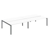 Pôle 4 bureaux droits Teamline L 360 cm - plateau blanc piètement métal arche