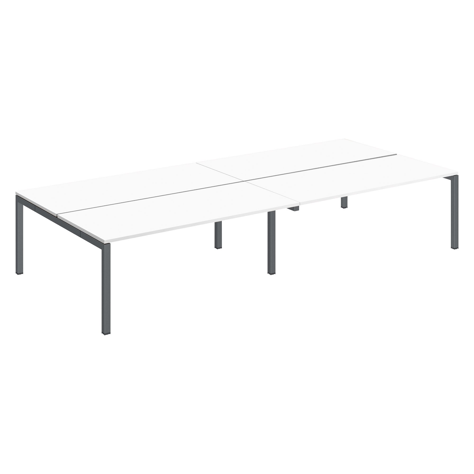 Pôle 4 bureaux droits Teamline L 360 cm - plateau blanc piètement métal arche