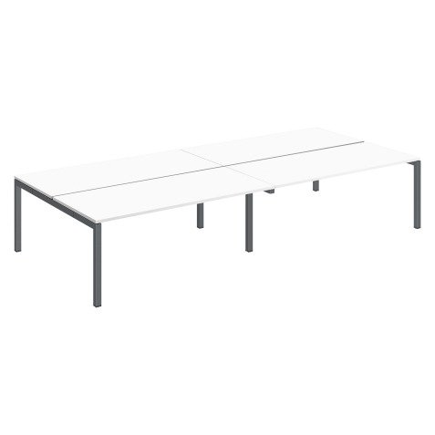 Pôle 4 bureaux droits Teamline L 360 cm - plateau blanc piètement métal arche
