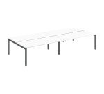 Pôle 4 bureaux droits Arko plateaux chêne clair piètement métal arche