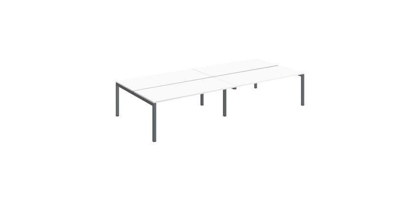 Pôle 4 bureaux droits Teamline L 360 cm - plateau blanc piètement métal arche