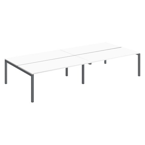 Conjunto 4 mesas rectas Arko An 360 x Fon 168 cm blanco patas antracitas