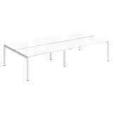Pôle 4 bureaux droits Teamline L 320 cm - plateaux blanc piètement métal arche
