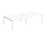 Pôle 4 bureaux droits Teamline L 320 cm - plateaux blanc piètement métal arche