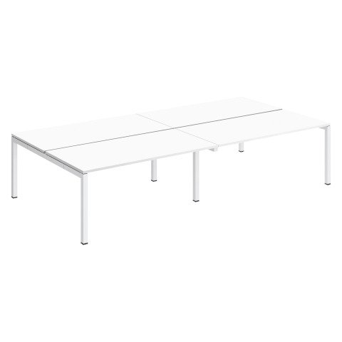 Conjunto 4 mesas rectas Arko An 320 x Fon 168 cm blanco patas blancas