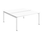 Pôle 2 bureaux droits Teamline L 160 cm - plateaux blanc piètement métal arche