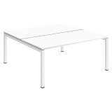 Pôle 2 bureaux droits Teamline L 160 cm - plateaux blanc piètement métal arche