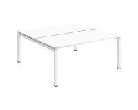 Pôle 2 bureaux droits Teamline L 160 cm - plateaux blanc piètement métal arche