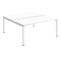 Pôle 2 bureaux droits Teamline L 160 cm - plateaux blanc piètement métal arche