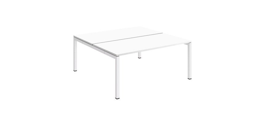 Pôle 2 bureaux droits Teamline L 160 cm - plateaux blanc piètement métal arche