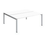 Pôle 2 bureaux droits Teamline L 180 cm - plateaux blanc piètement métal arche