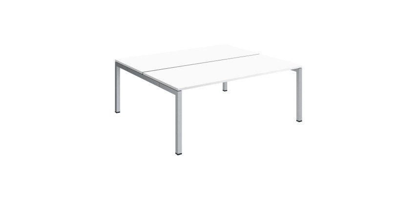 Pôle 2 bureaux droits Teamline L 180 cm - plateaux blanc piètement métal arche
