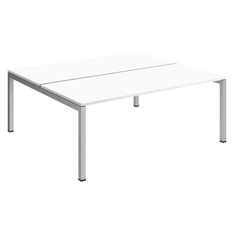 Conjunto 2 mesas rectas Arko An 180 x Fon 168 cm blanco patas aluminio