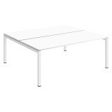 Pôle 2 bureaux droits Teamline L 180 cm - plateaux blanc piètement métal arche