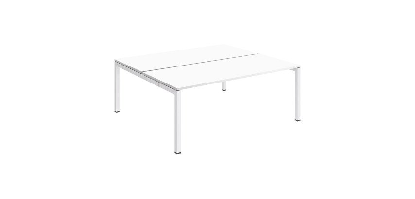 <div style="text-align:left;">Pole 2 straight desks Arko light oak table tops metal arch legs</div>