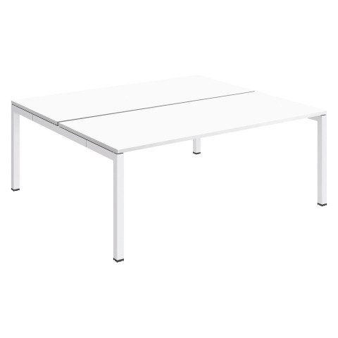 Conjunto 2 mesas rectas Arko An 180 x Fon 168 cm blanco patas blancas