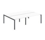 Pôle 4 bureaux droits Teamline L 240 cm - plateaux blanc piètement métal arche